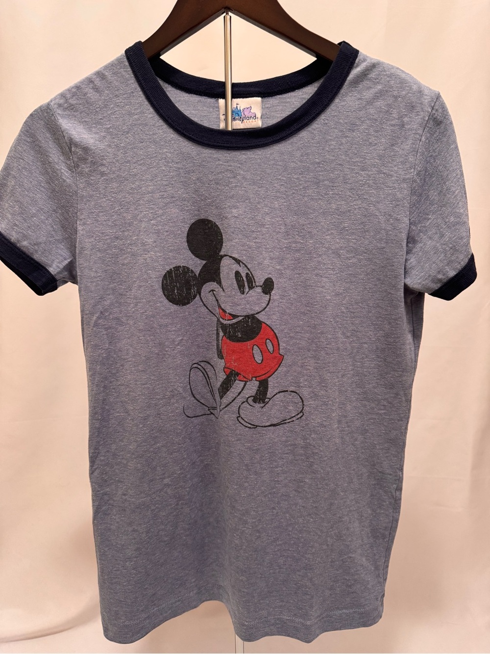 Mickey Mouse Graphic Tee - Blue with Navy Trim. Adult large